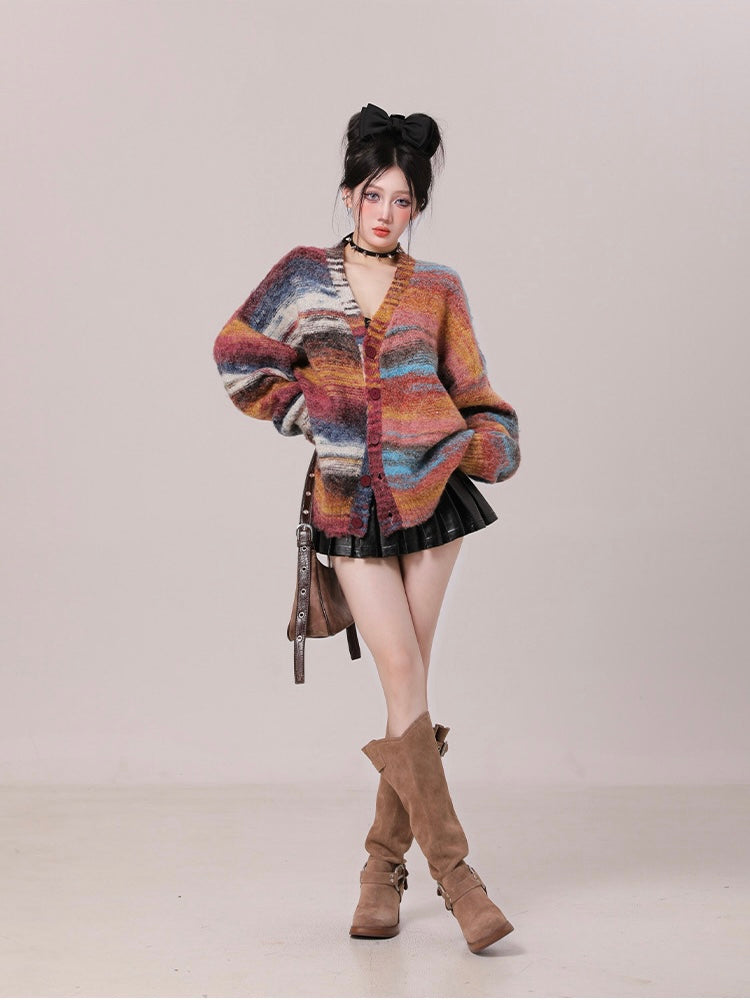 Autumn Striped Sweater Cardigan