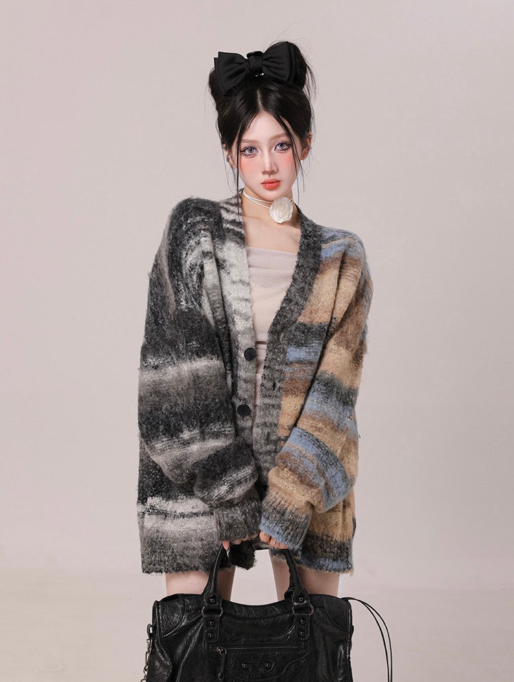 Autumn Striped Sweater Cardigan