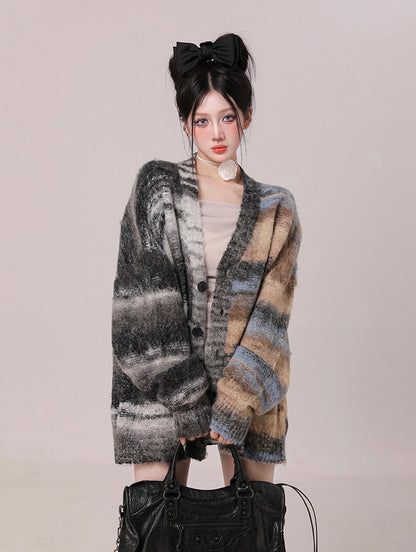 Autumn Striped Sweater Cardigan