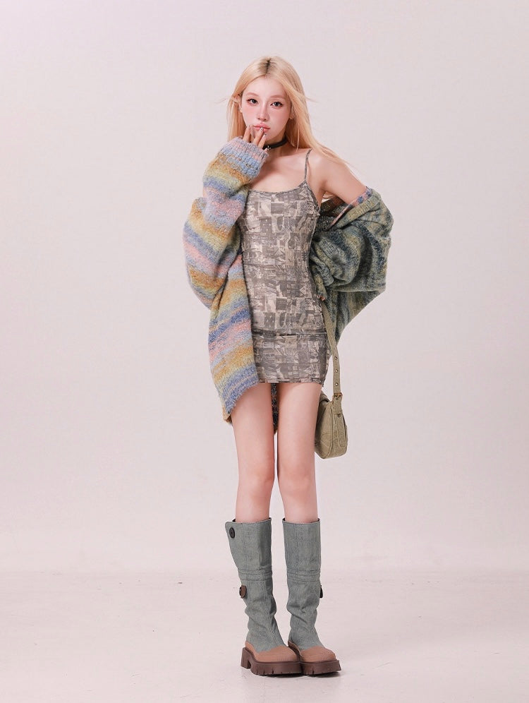 Striped Oversized Sweater Cardigan