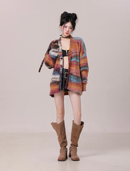 Autumn Striped Sweater Cardigan