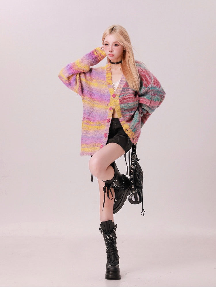 Striped Oversized Sweater Cardigan