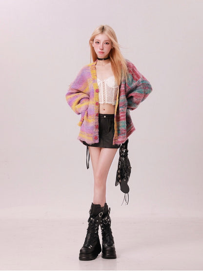 Striped Oversized Sweater Cardigan