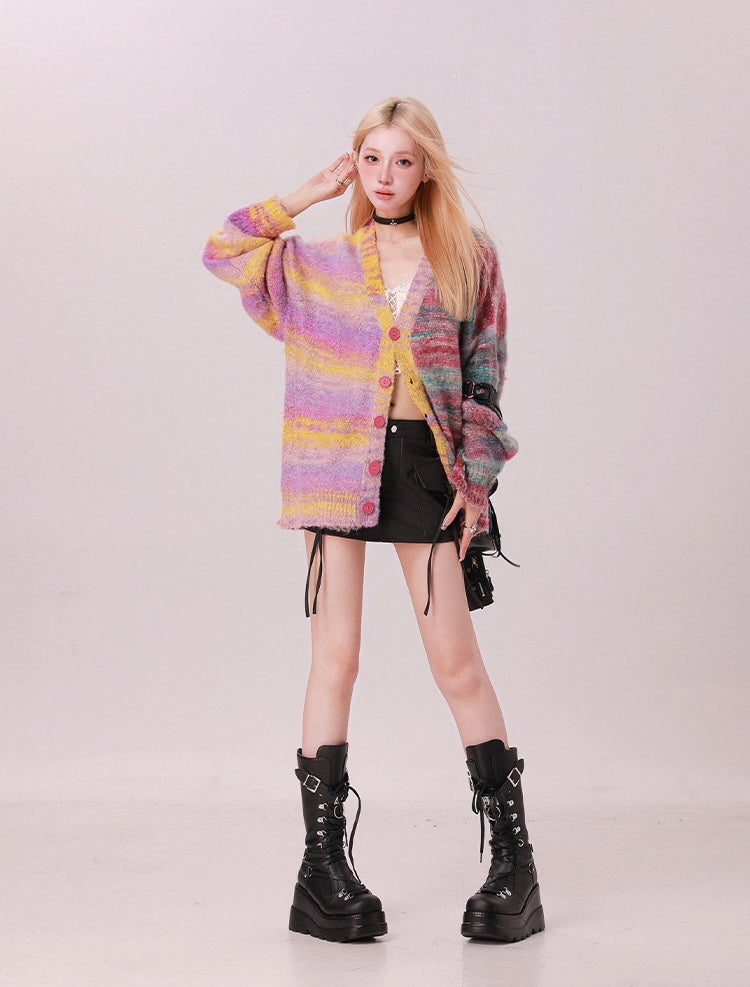 Striped Oversized Sweater Cardigan