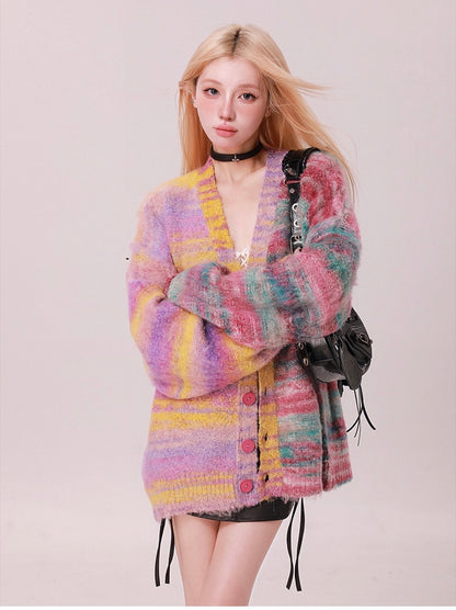 Striped Oversized Sweater Cardigan