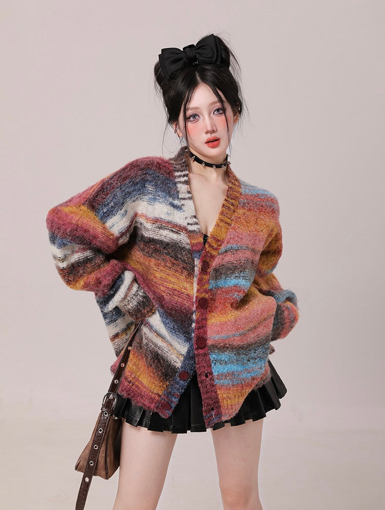 Autumn Striped Sweater Cardigan