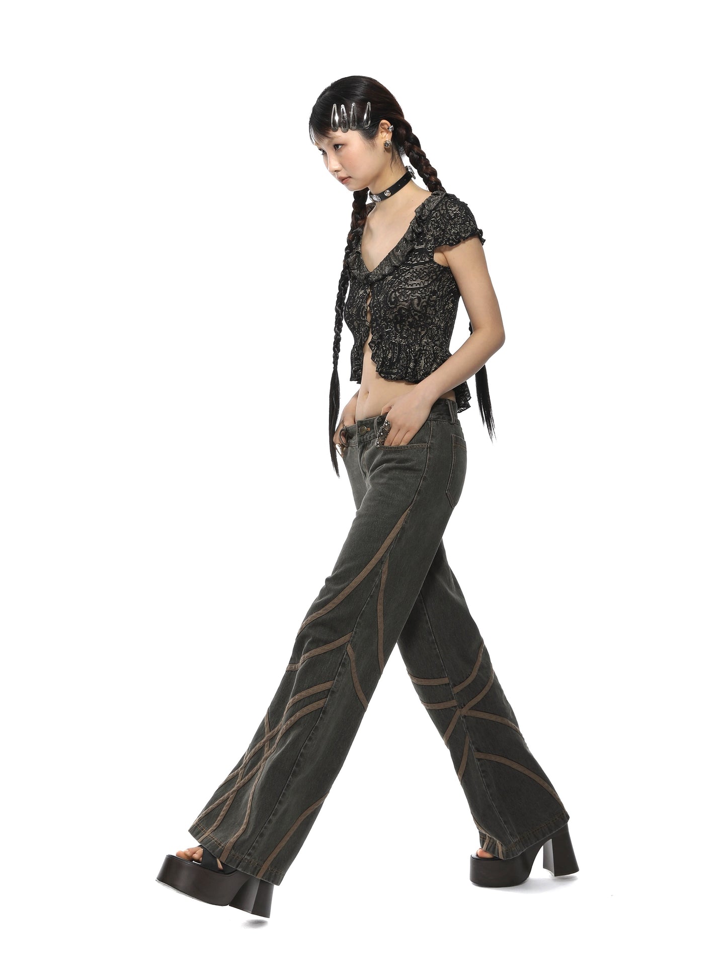 Romantic Pearl Button Up Top