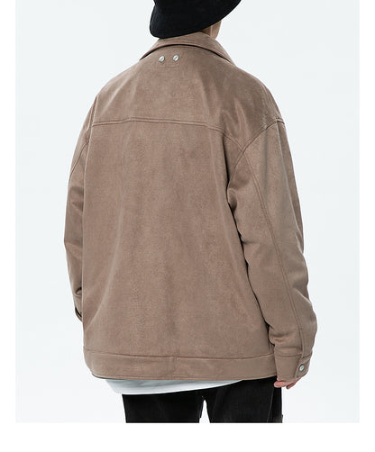 Faux Suede Bomber Jacket
