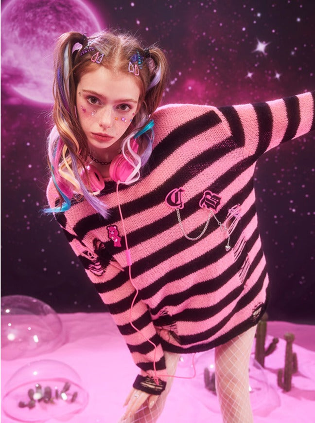 Destroyed Striped Sweater