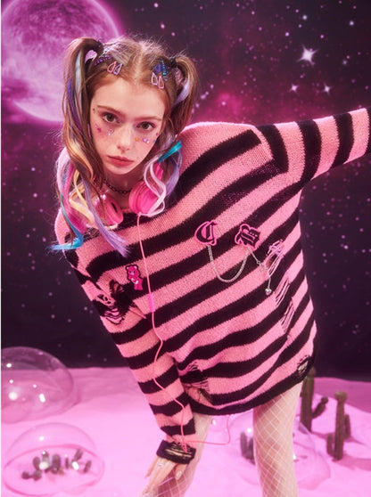 Destroyed Striped Sweater