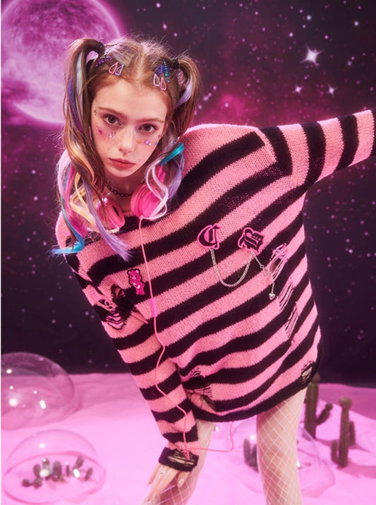 Destroyed Striped Sweater
