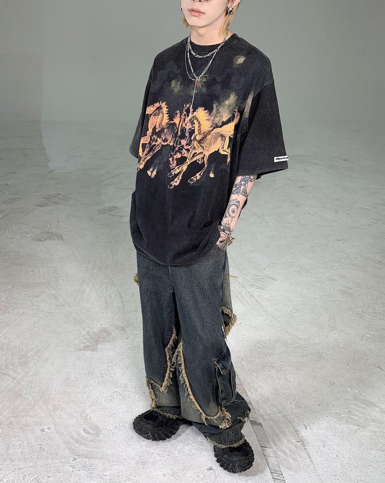 Goth Streetwear Death Horse Graphic T-Shirt