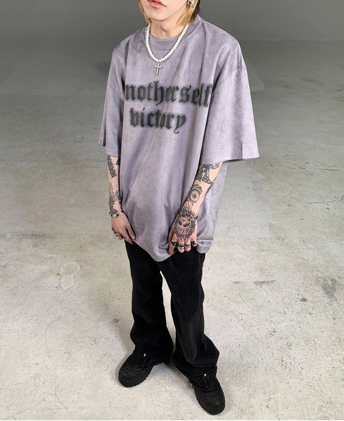 Goth Streetwear Another Self Victory Sueded T-Shirt