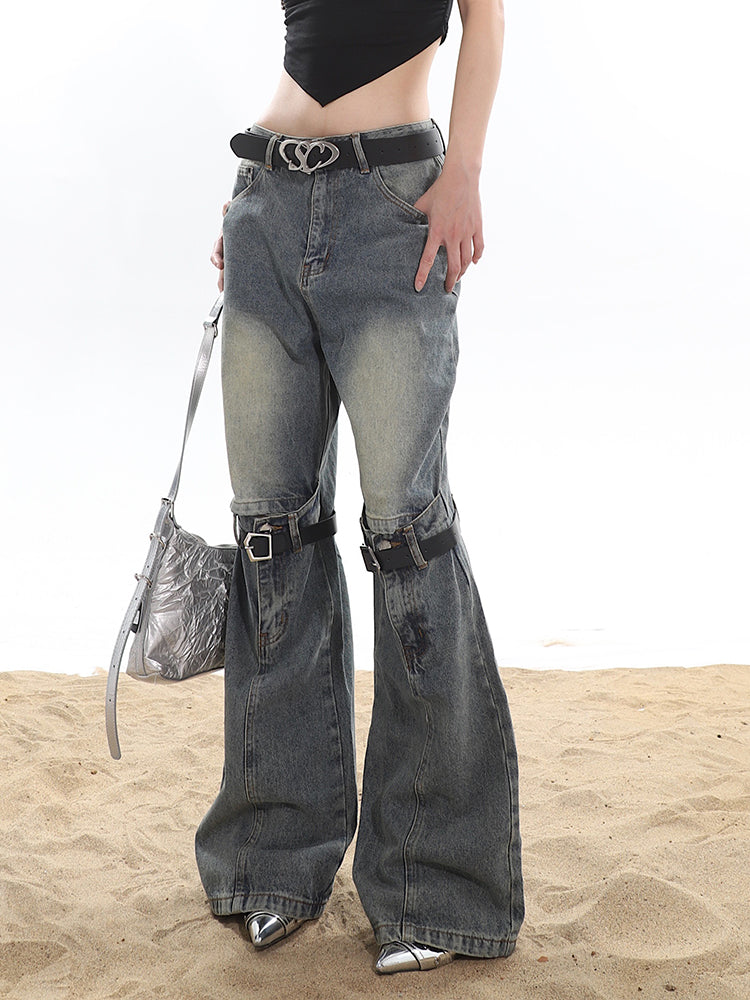 Buckle Knee Distressed Jeans
