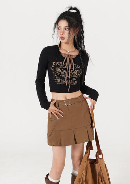 Halter Layered Long Sleeve Top