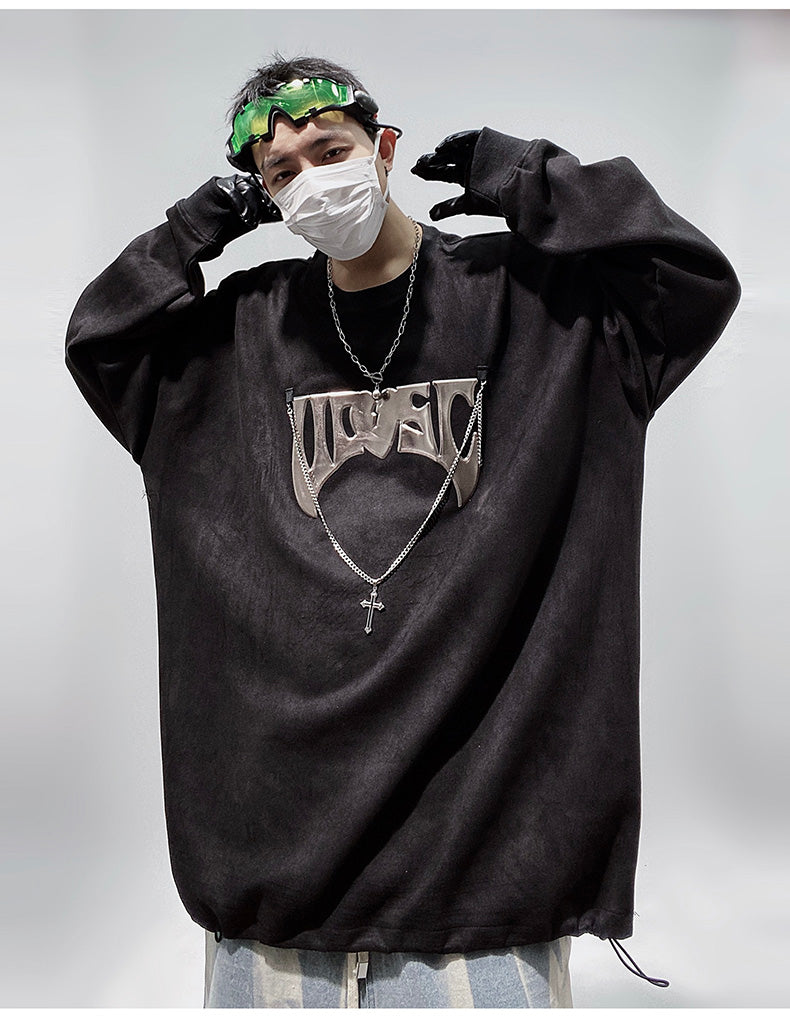 Streetwear Cross Chained Oversized Long Sleeve Top