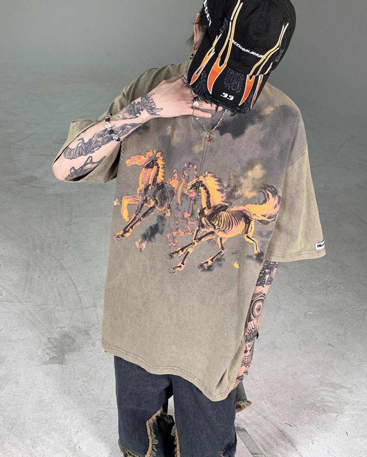Goth Streetwear Death Horse Graphic T-Shirt