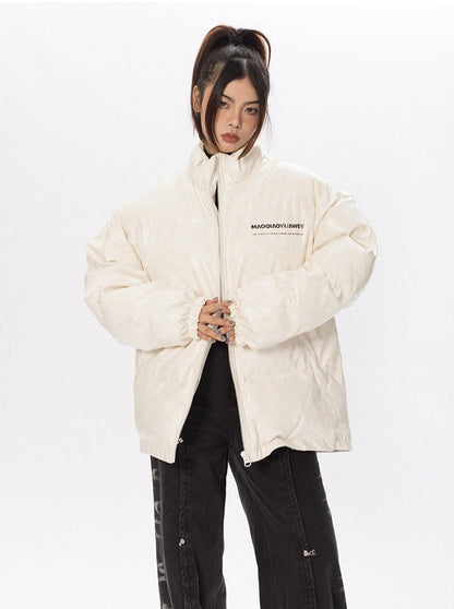 Faux Leather Puffer Jacket