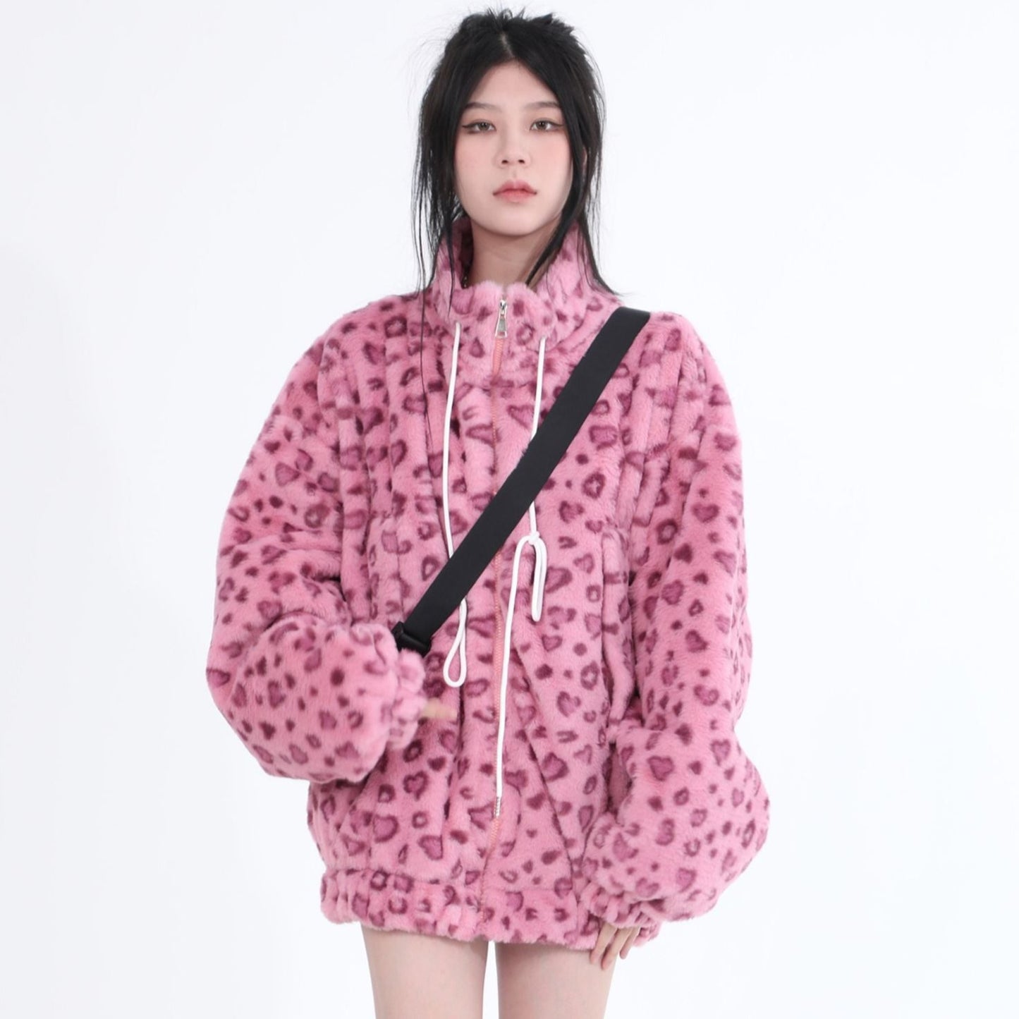 Pink Leopard Plush Fleece Jacket