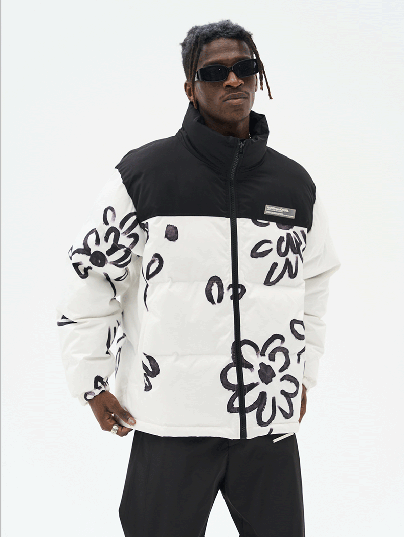 Floral Painted Puffer Jacket