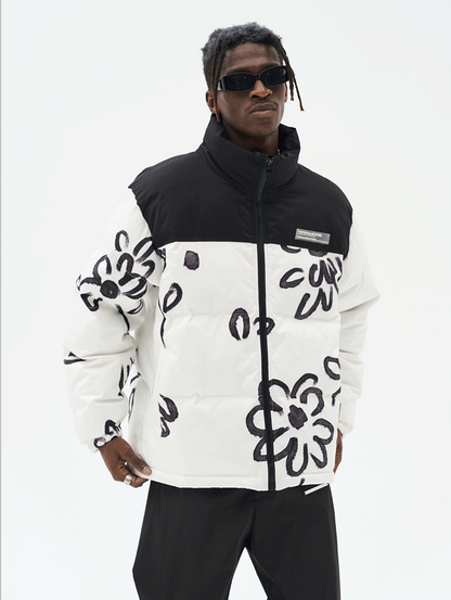 Floral Painted Puffer Jacket