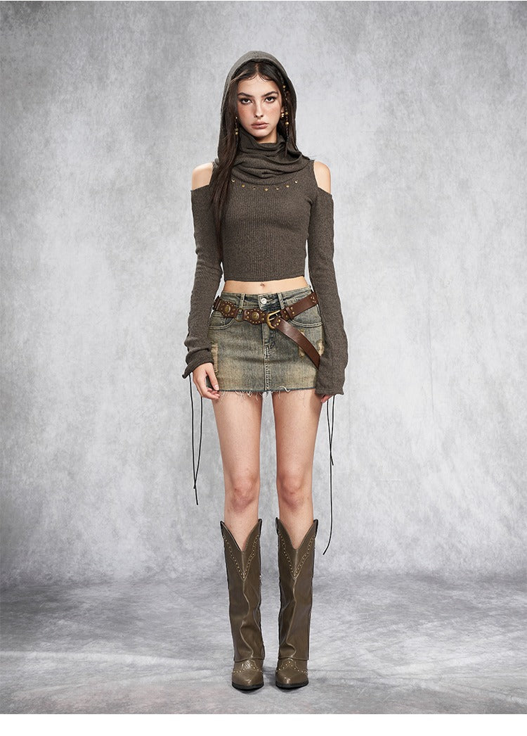 Hooded Cutout Long Sleeve Top