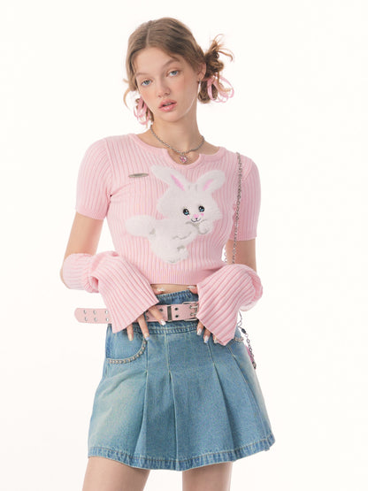 Knit Bunny Top with Sleeves