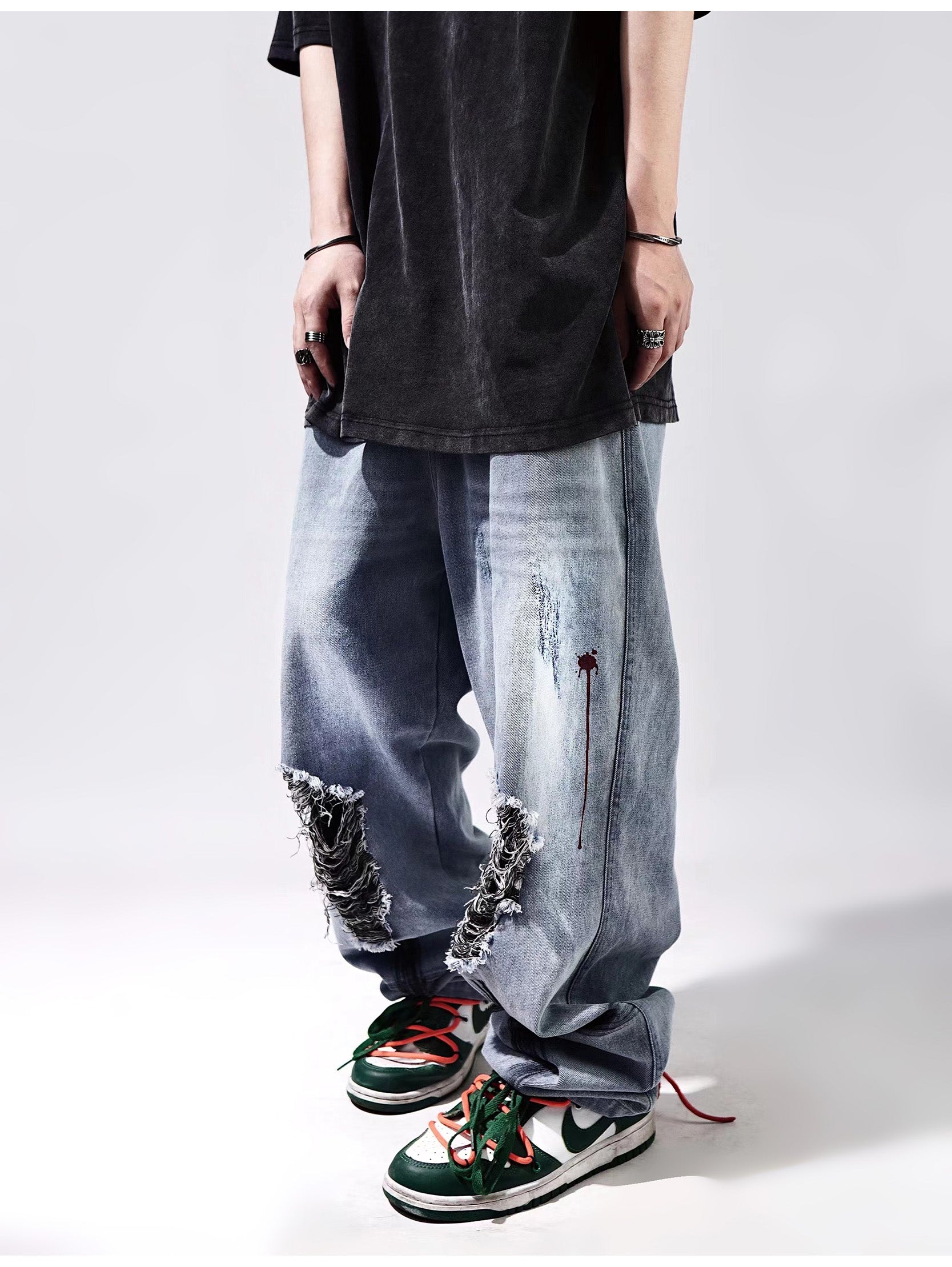 Ripped Baggy Wide Leg Jeans