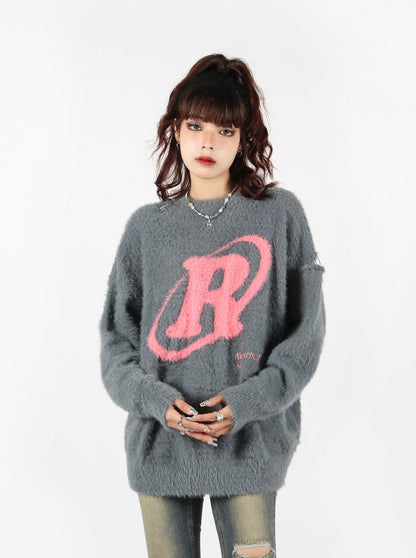 R Logo Fluffy Sweater