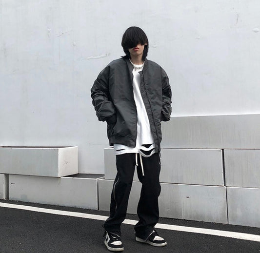 Pleated Bomber Jacket
