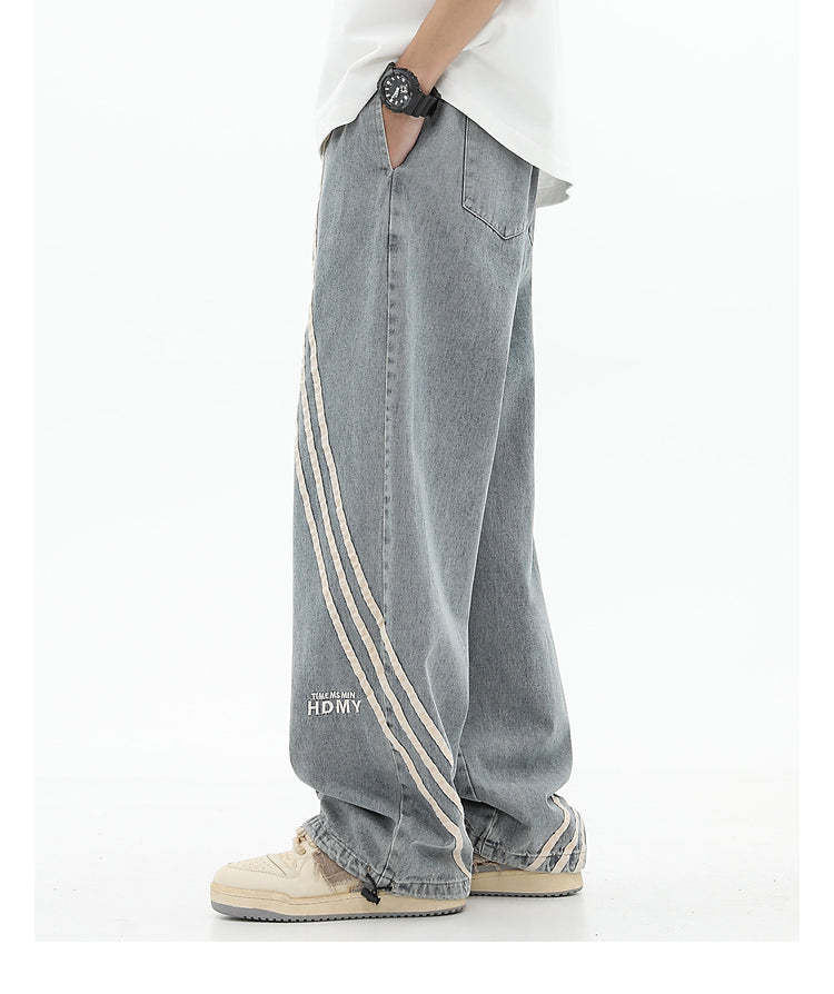 Striped Loose Fit Jogger Jeans