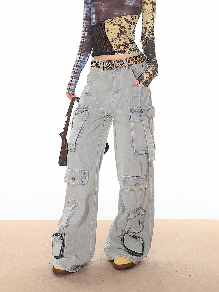baggy oversized wide leg cargo jeans
