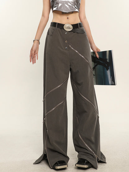 Relaxed Fit Zipper Trousers