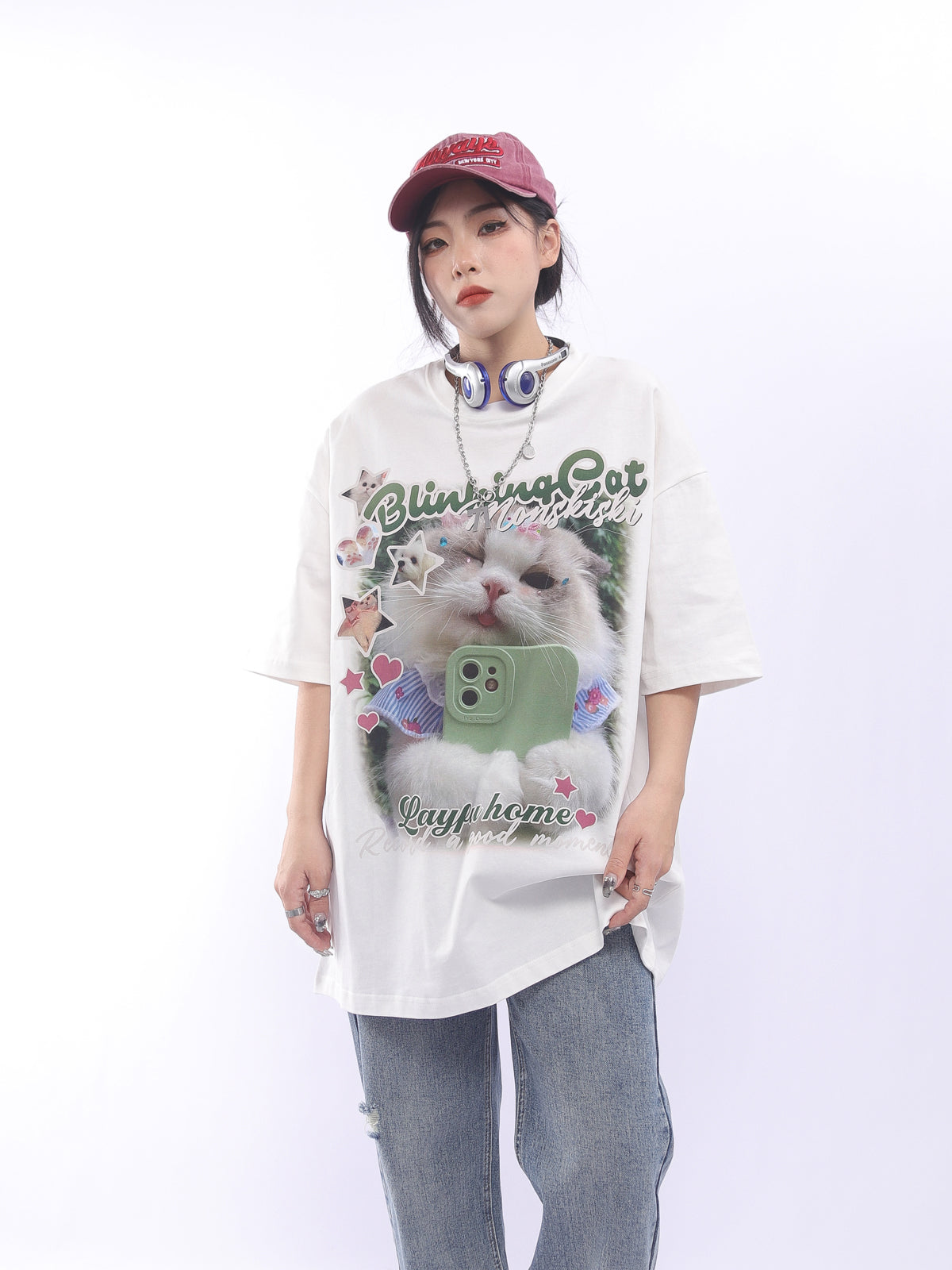 Cat Selfie Graphic T-Shirt