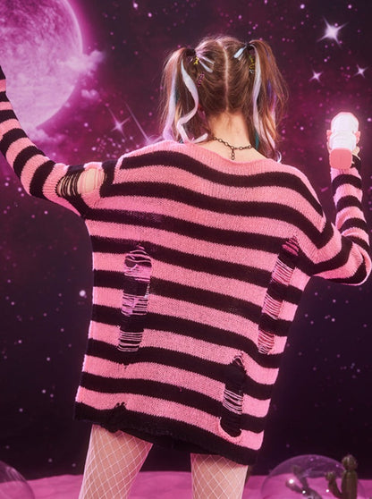Destroyed Striped Sweater