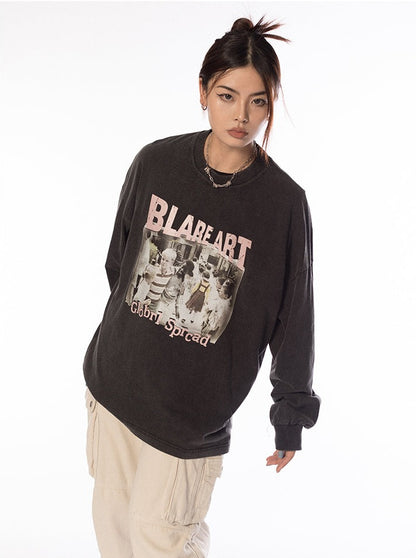Blare Art Vintage Graphic Long Sleeve Top