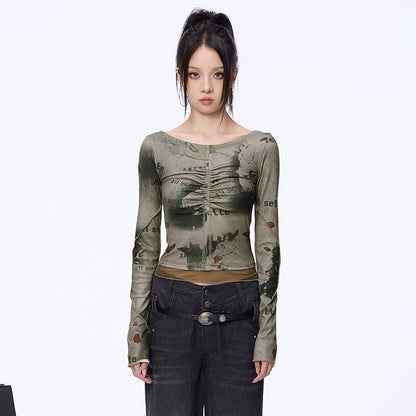 Graphic Print Long Sleeve Top