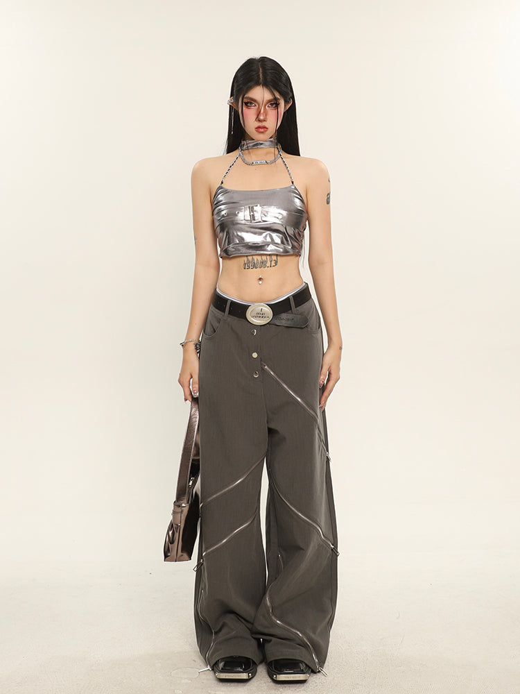 Metallic Chain Halter Top