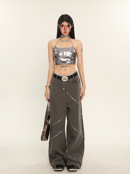 Metallic Chain Halter Top