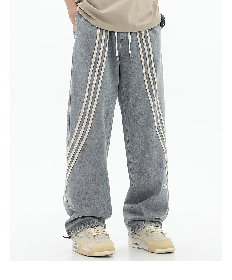 Striped Loose Fit Jogger Jeans
