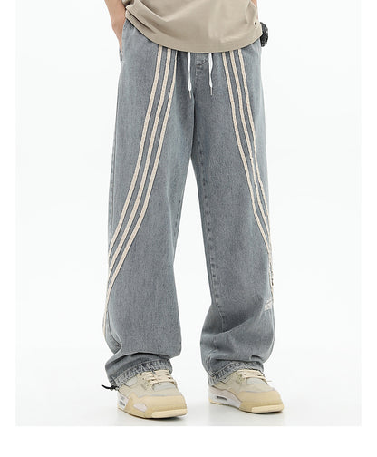Striped Loose Fit Jogger Jeans