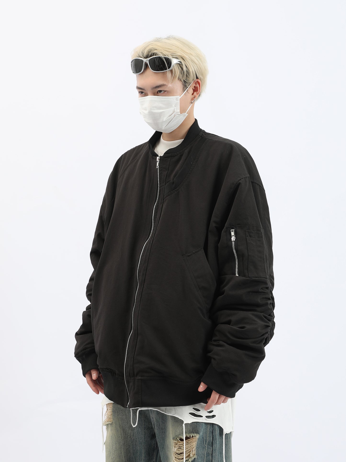 Pleated Bomber Jacket