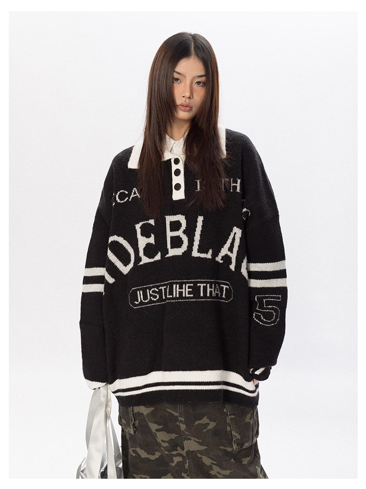 College Knit Polo Sweater