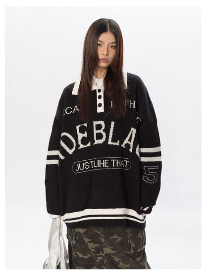 College Knit Polo Sweater