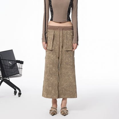 Camel Zipper Maxi Skirt