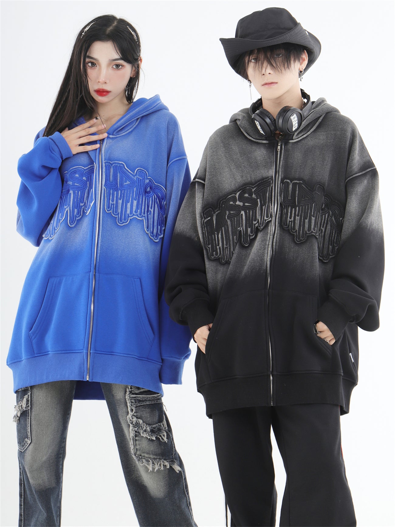 Ins Gradient Zip Hoodie