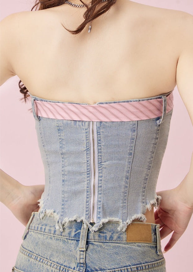 Denim Tie Tube Top