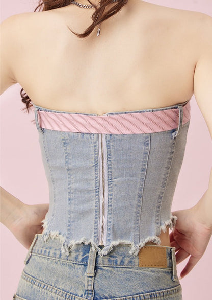Denim Tie Tube Top