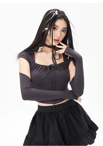 Square Neck Ballet Top with Sleeves