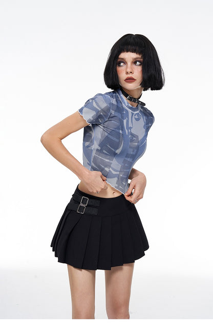 Abstract Mesh Cropped Tee